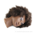 Tête de mannequin de cheveux humains Tête d'entraînement afro noire